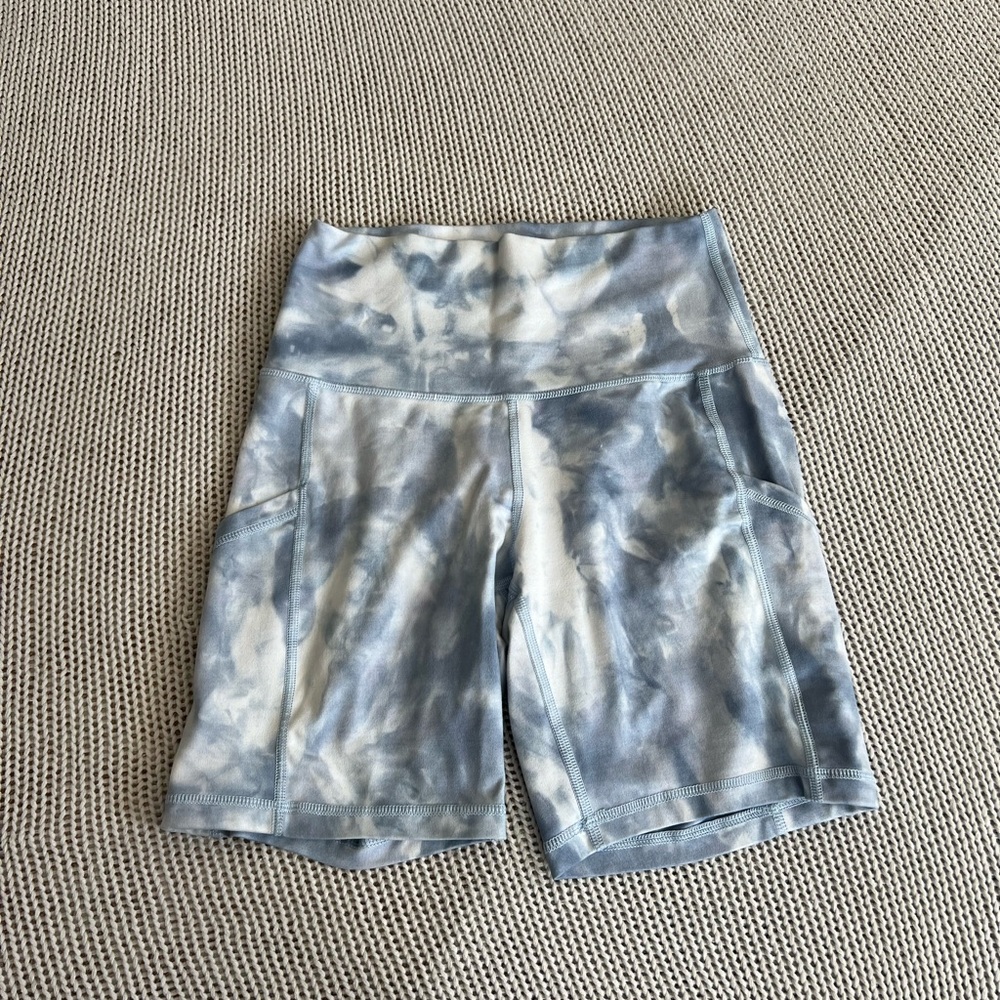 Aerie Blue and White Tie-Dye Bike Shorts